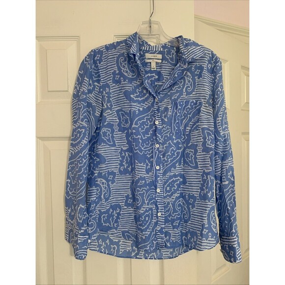 J. Crew Floral Ruffled Collar Career Long Sleeve Silk  Blouse  & Boy Fit…‎ - Picture 4 of 8